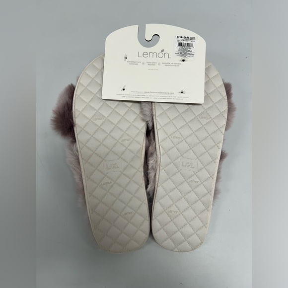 Lemon Watercolor Faux Fur Slides - Picture 3 of 6